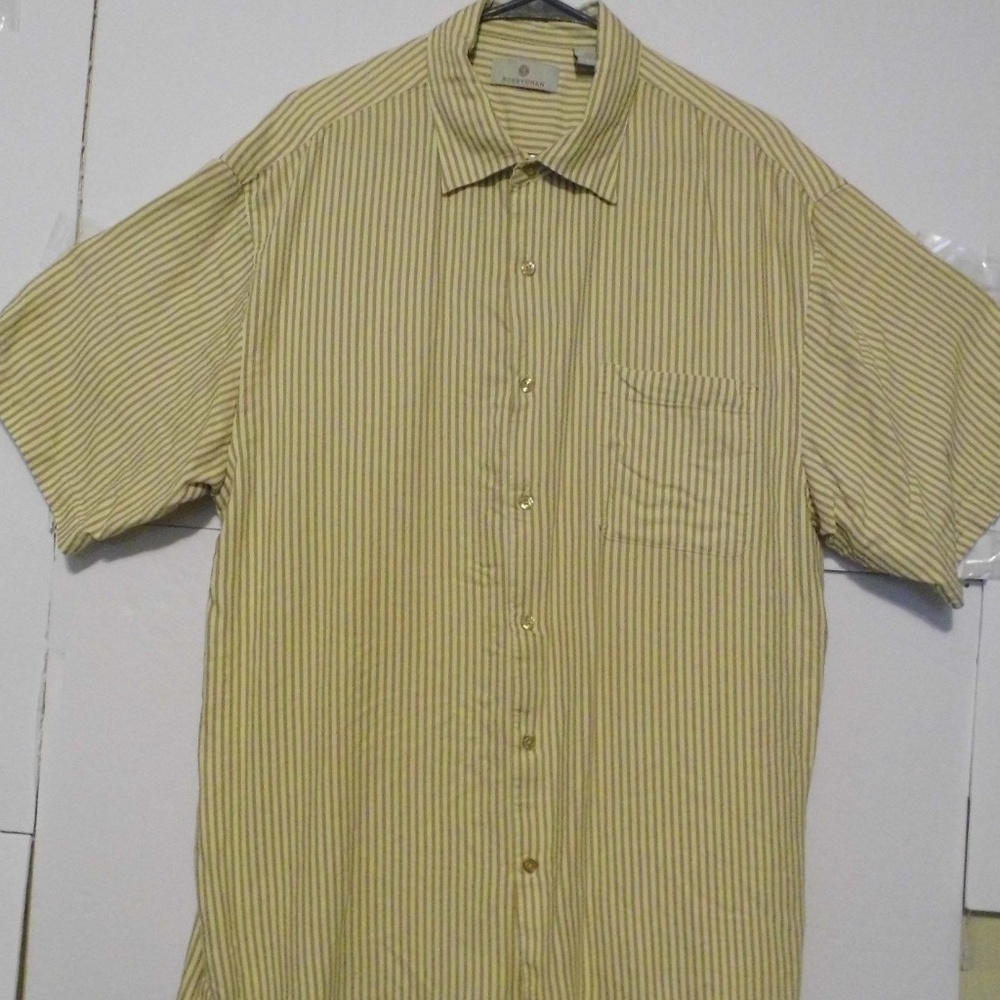 Bobby Chan Men's Striped Silk Bamboo Shirt XL